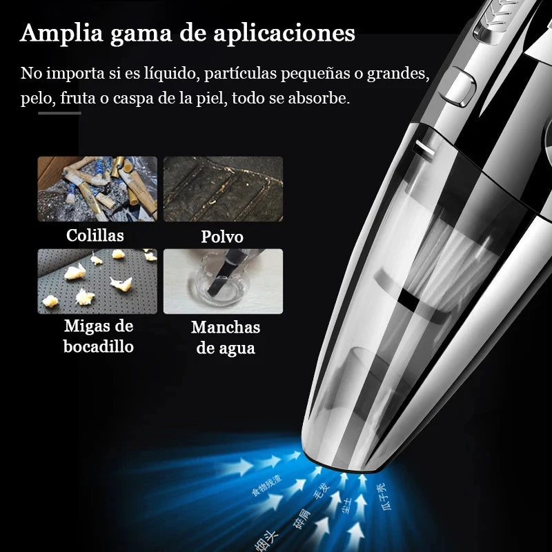 Aspiradora de mano inalámbrica, potente succión ciclónica, aspiradora portátil recargable para la limpieza del interior del coche y del hogar, incluyendo el pelo de mascotas.