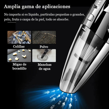 Aspiradora de mano inalámbrica, potente succión ciclónica, aspiradora portátil recargable para la limpieza del interior del coche y del hogar, incluyendo el pelo de mascotas.